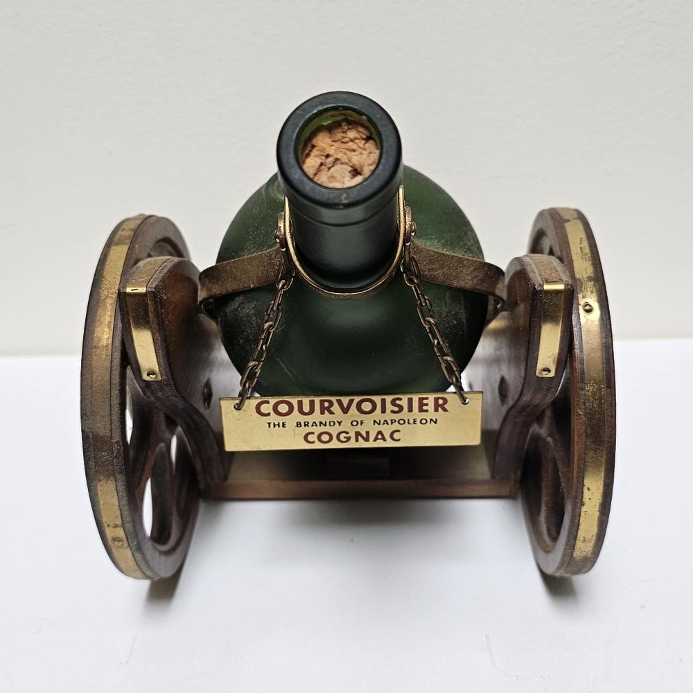 Courvoisier Cognac Bottle (Empty And No Lid) In A Decorative Cannon Display